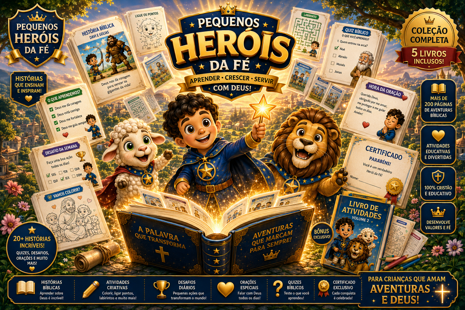 Kit Pequenos Heróis da Fé apresentado na oferta final
